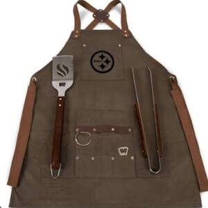 New! Pittsburgh Steelers BBQ Apron Grill Tools Picnic Time Waxed Canvas